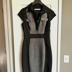 Karen Millen Women's Career Business Black Knee Length Wool Blend Dress - Size 6